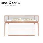 Rose Golden Custom Glass Jewellery Display Cabinet With Good Quality And Good
