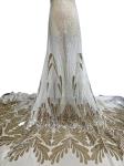 Fancy Sequin Embroidery Mesh French African Lace Fabric for Formal Dress Abaya
