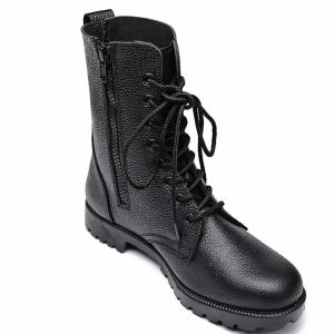 China Split Embossed Leather Combat Tactical Boots Officer Police Duty Shoes factory