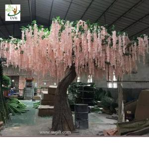 China UVG WIS007 6m pink huge silk wisteria blossom fake trees for weddings factory