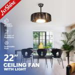 22 Inch Bladeless LED Ceiling Fan Chandelier 110V Three Color