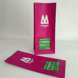 China Matte Flat Bottom Custom Printed Stand Up Pouches Gusset Aluminum Laminated M Coffee Bags on sale