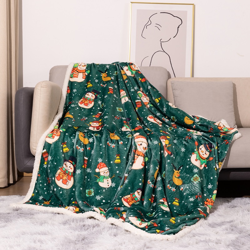 Rectangular Double Layer Double Sided Blanket For Christmas Customized Merry Christmas