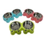 Dog Crate Bowls Stainless Steel Puppy Bowls 2 Bowl/Pot Resin Base For Large Dogs