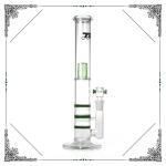 Green Triple Honeycomb Perc Bongs Straight Tube Glass Water Pipes With Splash