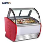 50-60hz Ice Cream Display Cabinet Curved Glass Gelato Display Cabinet