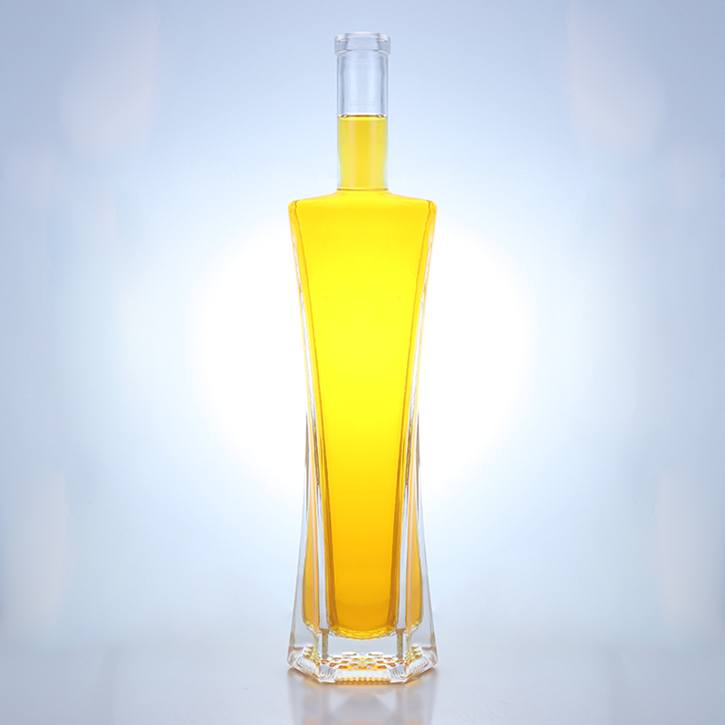 750ml Hexagonal Super Flint Material Cork Sealing Type Glass Bottle for Liquor