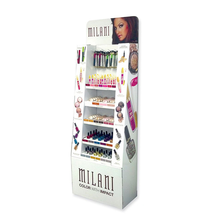 Pet Store Cardboard Display Stand Case Floor Standing Pegboard With LCD Screen