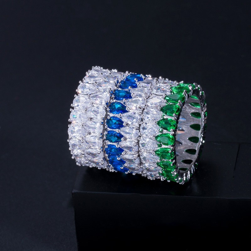 Hot Sale Rainbow CZ Ring For Women Fashion Engagement Wedding Ring Top Quality Charm Ring Jewelry