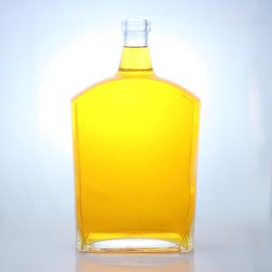 China Super Flint Glass Flat Square Rum Vodka Whisky Tequila Gin Bottle with Cork 's Product factory