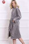Luxury Flannel Fleece Robe Long Sleeve Nightwear Heated Bathrobe Nightdress