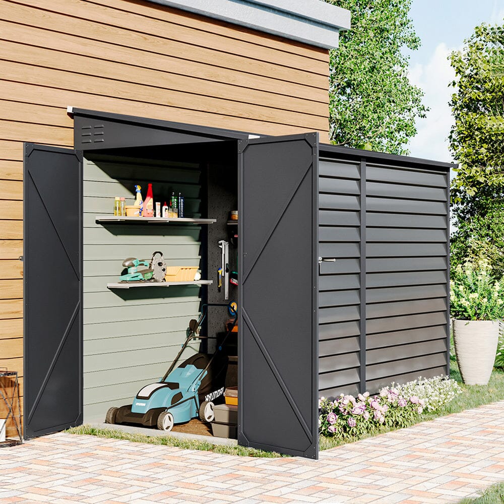 Garden Bike Shed AJUNION 9ft Sturdy Steel Motorcycle Storage Enclosure with Lock