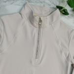 Zipper Gray Horse Riding Tops T Shirt 4 Way Stretchy Active Equestrian Clothing