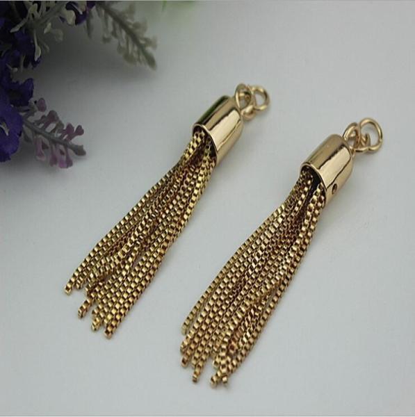 Decorative accessories 10mm light gold leather tassels end cord metal cap for