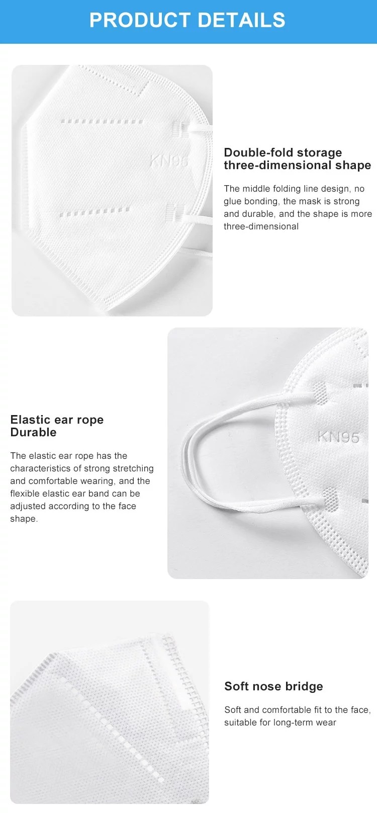 Three Dimensional Shape KN95 Disposable Protective Face For Anti Virus / Bacteria