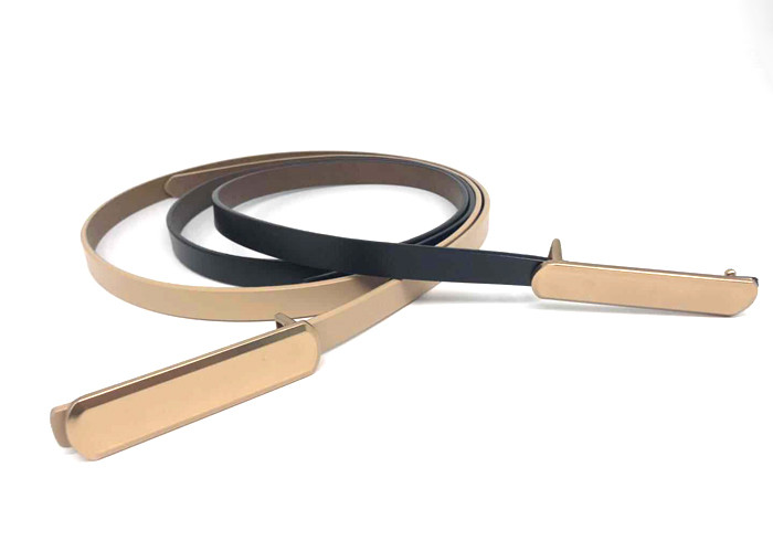 Thin Skinny Metal Gold Buckle 1.5cm Leather Waist Belt
