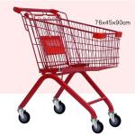 Heavy Duty Supermarket Accessories Metal Pink Shopping Trolley Cart Collapsible