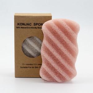 China Activated Konjac Wave Cleansing Sponge French Pink Clay Konjac Sponge factory