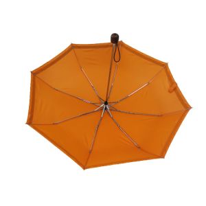 Manual Open Folding Wooden Handle Umbrella With Reflective Piping