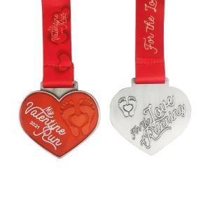 China Recycle Valentines’ Day Fun Run Heart Medals Personalized With Names factory