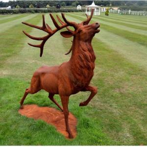 China Cast Iron Rusted Life Size Outdoor Deer Statues OEM Service factory