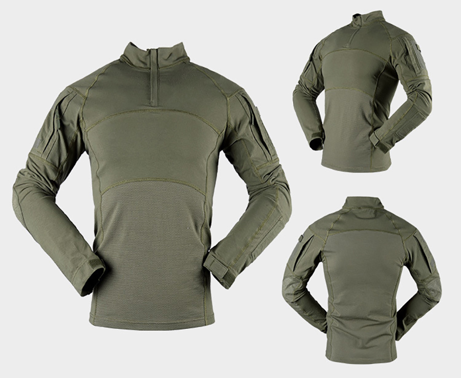 Outdoor Knitted Green Long Sleeve Sports Uniform with Anti-Static and Seamless Fusing