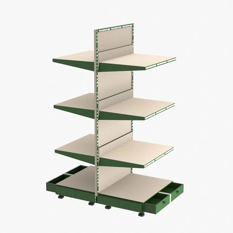 Factory custom color size double-sided supermarket racks wholesale grocery shop racks