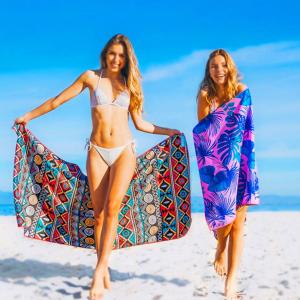 China Microfibre Sublimation Beach Towels Green And White Striped factory
