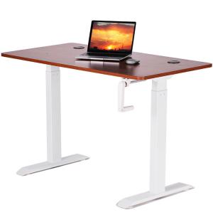 China Commercial Furniture Modern Design Brown Wooden Manual Standup Desk for Small Office factory