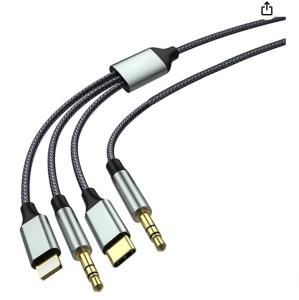 China Car Audio Aux Jack Cable 3.5mm Gold 3 In 1 8pin For Samsung Iphone factory