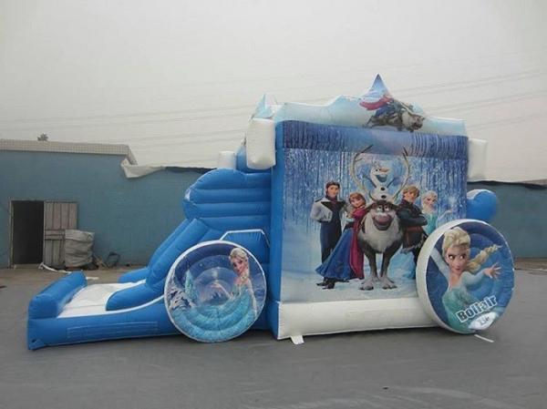 Amazing Frozon Princess Inflatable Combo , Blue carriage Inflatable Bouncer