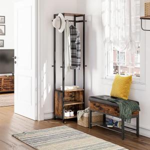 China Small Coat Stand with Hooks, Industrial Coat Rack, Wooden Coat Stand, Small Hall Tree, LCR82BX factory