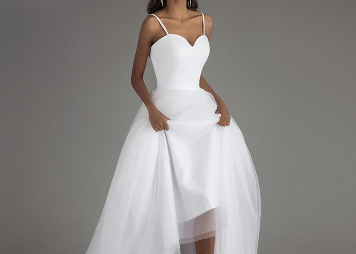 Sling White A Line Wedding Gowns Heart Shaped Satin Chest Back Zipper