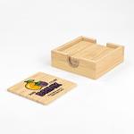 Sublimation Photo Printing Bamboo Coaster Set With Holder 10*10cm Thick 0.5cm