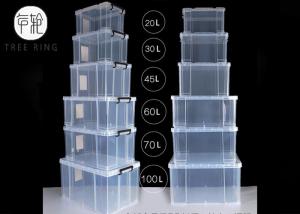 32 Liters Clear Plastic Foldable Container , Food Grade Plastic Stacking Crates