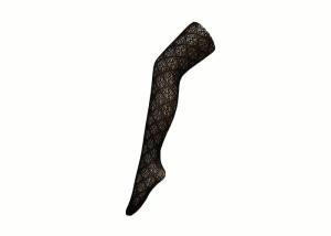 China Fashion Ladies Black Patterned Tights / Thin Reinforced Toe Hosiery Leggings factory