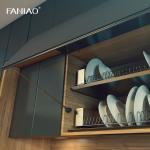 Minimalist Design Melamine Finish Green Wooden Modern Open Kitchen Cabinet