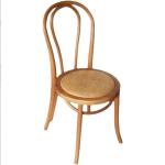 Solid Wood Retro Curved Backrest Rattan Seat Dining Chair in Black/White/Walnut
