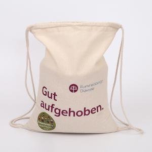 China Blank Cotton Drawstring Bags / Personalized Small Fabric Bags With Drawstring factory