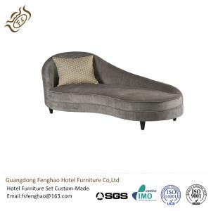 China Elegant Grey Fabric Back Round Chaise Lounge Indoor Solid Wood Classical Style factory