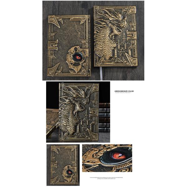 A5 Size Embossed Leather Writing Notebook Hardcover Gift Journal 3d Antique Dragon