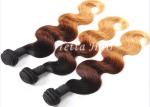 Honey Blonde Hair Ends Ombre Human Hair Extension With 3 Tone Color