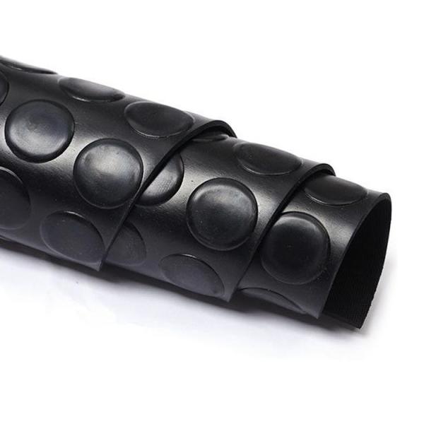 China Non-Slip Rubber Floor Mat With Custom Size Coin Bump Pattern Anti-Slip Black Round Stud Coin Rubber Floor rolls factory