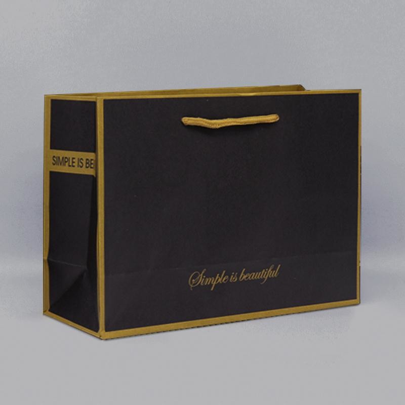 Black Foil And Bump Logo Craft Paper Shopping Bag Reusable Twisted Handle 300g