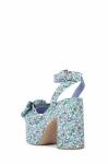 Printed 10cm Womens Wedge Heeled Shoes Bow Tie Slender Straps