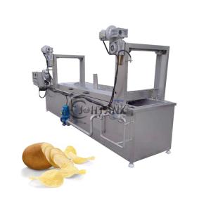 China Restaurant Continuous Frying Machine , 1200kg/h Continuous Fryer For Potato Chips factory