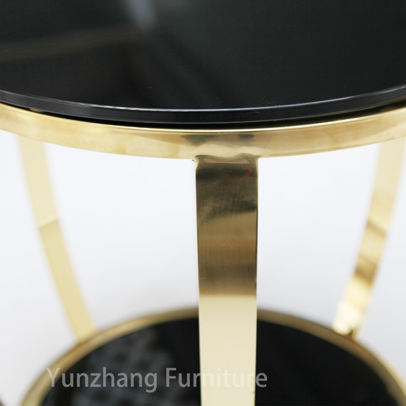 Arc Round Sofa Table Silver Frame With Double Tempered Glass