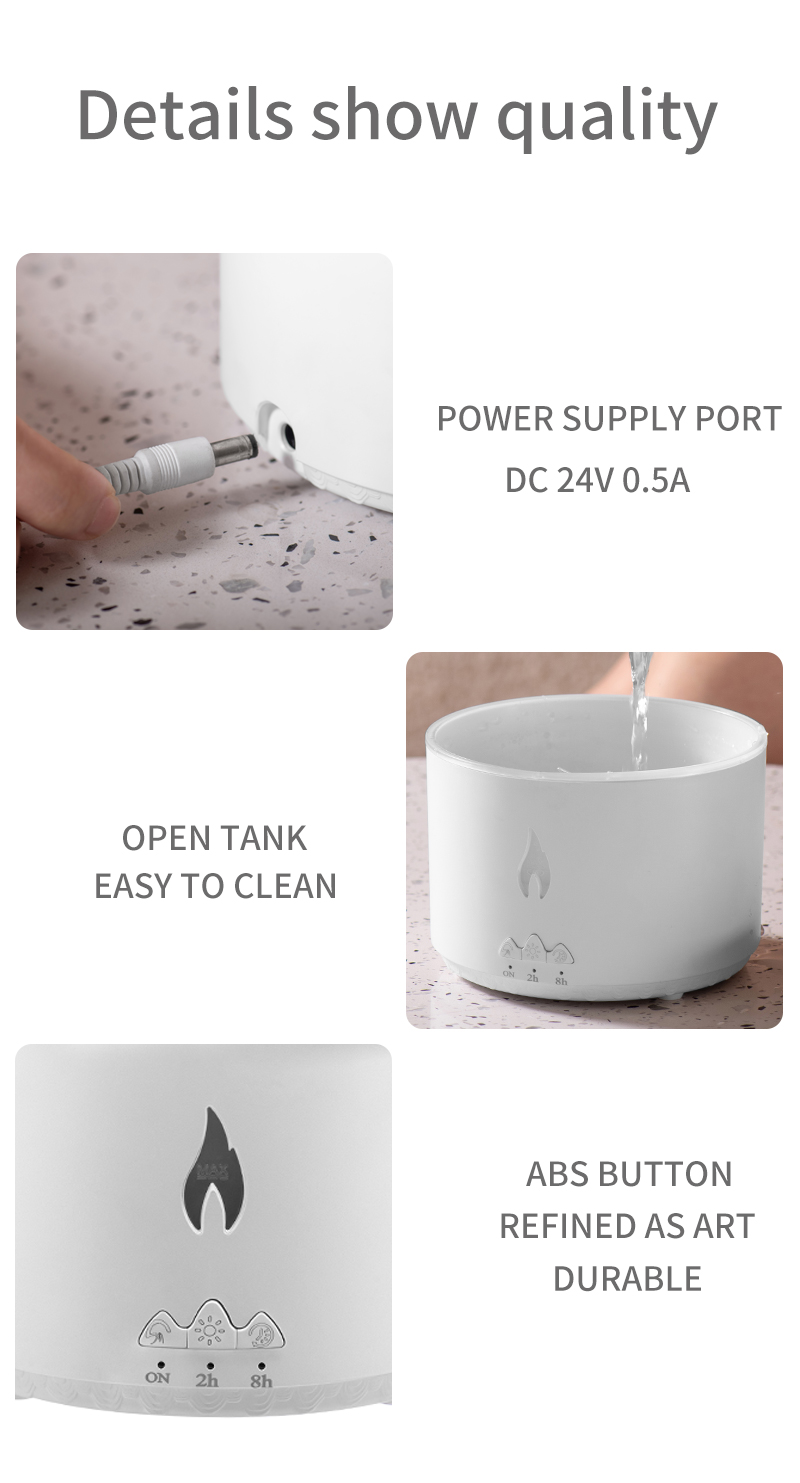 350ML Capacity 3D Flame Effect Volcano Air Humidifier Aroma Diffuser for Home Fragrance