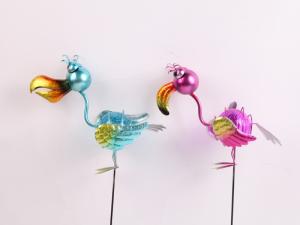China Metal Solar Garden Ornament With LED Outdoor Plug In Flamingos Cranes Peacocks factory