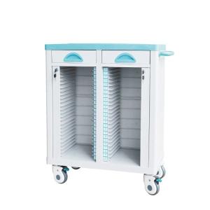 China ABS Patient Records Medical Storage Trolley Green Blue 470*410*880mm Silent Wheels factory